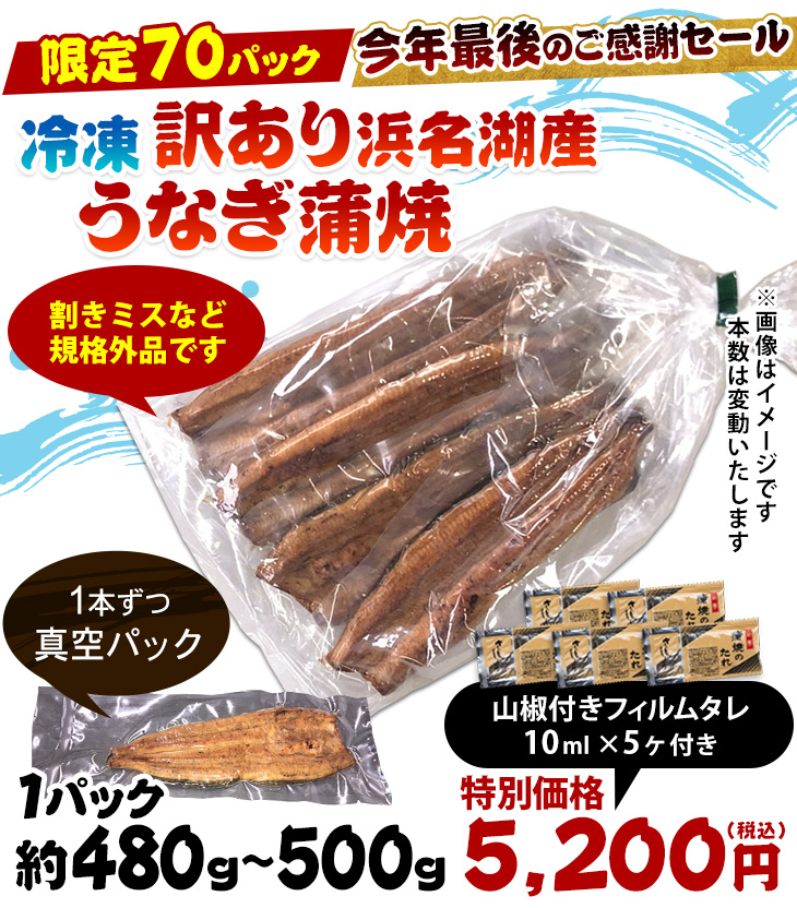 冷凍浜名湖産うなぎ蒲焼1Pセット